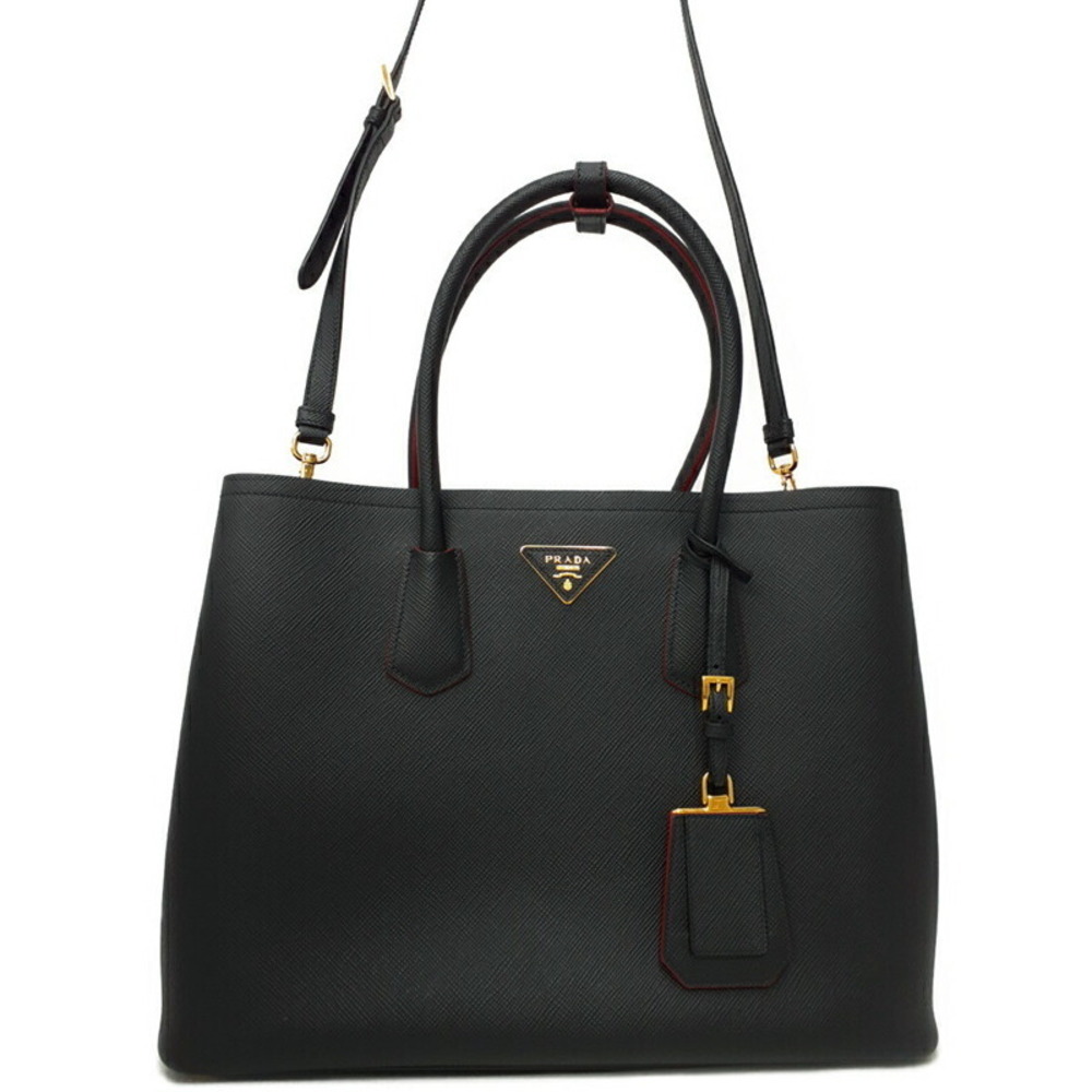 Prada Saffiano Cuir Leather Double 2way Shoulder Bag